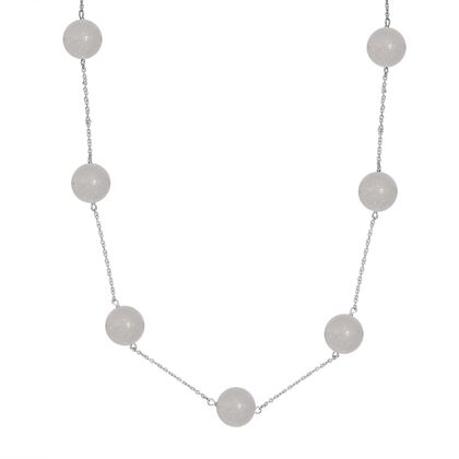 Gr&uuml;ner Quarz Station Style Halskette ca. 50 cm 925 Silber rhodiniert ca. 25.00 ct