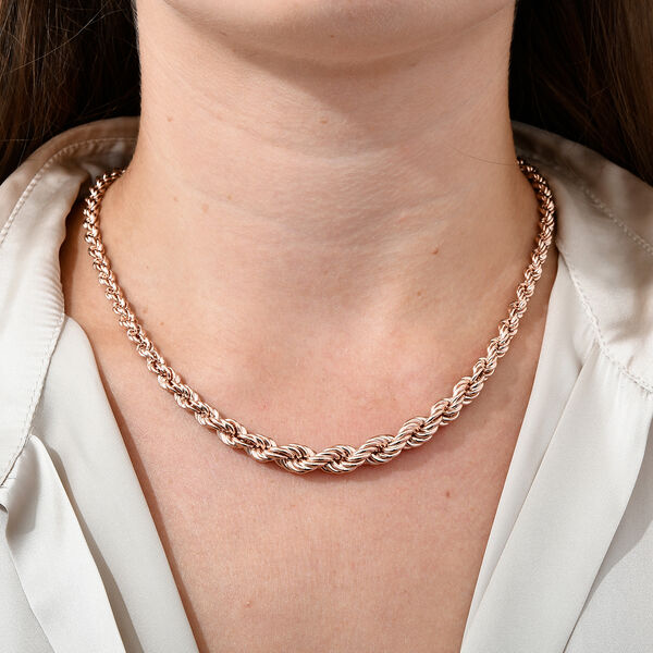 Vintage italienische Kordel-Halskette in ros&eacute;vergoldetem Silber image number 3