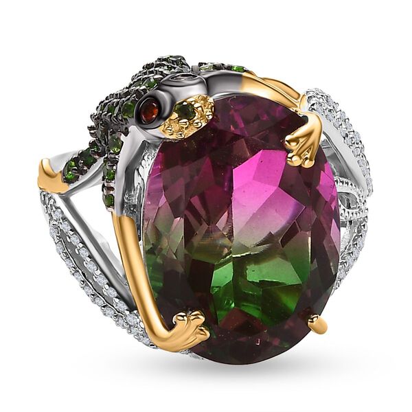 GP Trionfo Kollektion- Wassermelonen Quarz Triplett, roter Granat und Mehrfach-Edelstein-Ring - 15,59 ct.