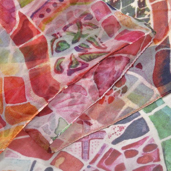 LA MAREY bedruckter Seidenschal, 180x110 cm, abstraktes Muster, Rot image number 2