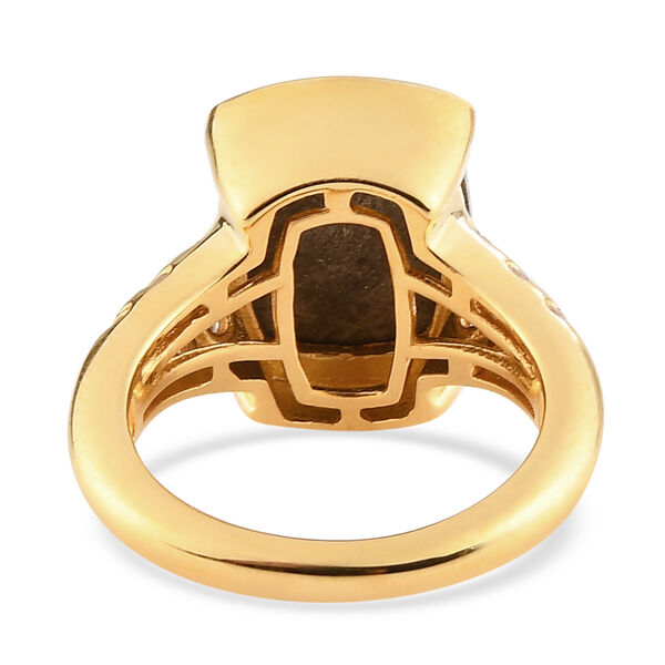 Meteorit und Zirkon-Ring, 925 Silber Gelbgold Vermeil  ca. 9,95 ct image number 6