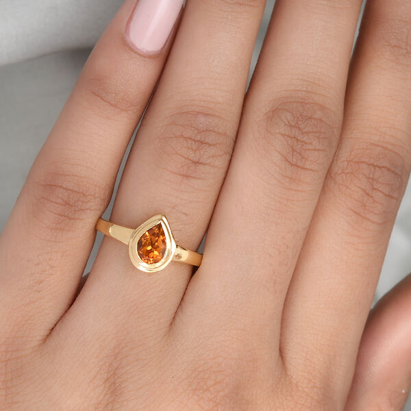 Madeira Citrin Solit&auml;r-Ring, 925 Silber vergoldet  ca. 0,64 ct image number 3