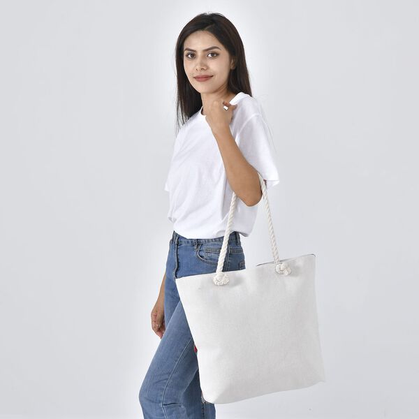 Jacquard gewebte Jute-Tasche mit Flamingo Design, 42x34 cm image number 3