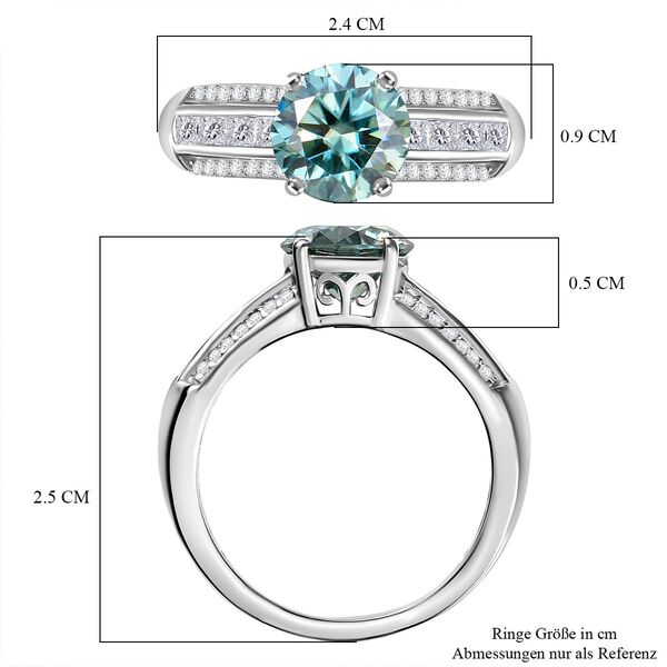 D'Joy blauer und weißer Moissanit Ring und Anhänger mit Kette image number 13