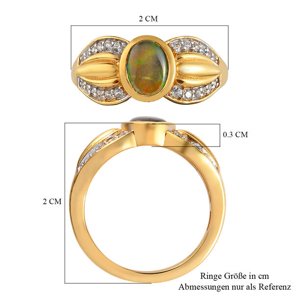 Ammolit und Zirkon Ring 925 Silber vergoldet  ca. 1,08 ct image number 7