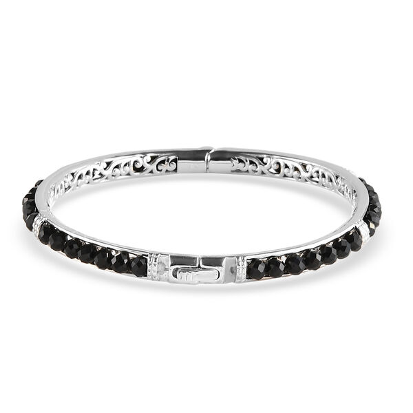 Schwarzer Spinell-Armreif, 20 cm, Messing platiniert ca. 28,10 ct image number 4