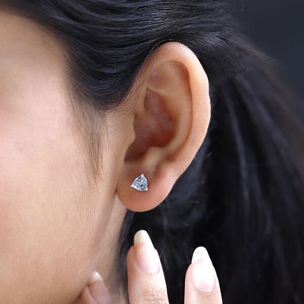 Himmelblaue Topas-Solit&auml;r-Ohrringe - 1,77 ct. image number 3