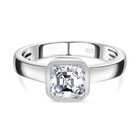 Asscher Schliff Moissanit Ring 925 Silber platiniert (Größe 21.00) ca. 1.72 ct