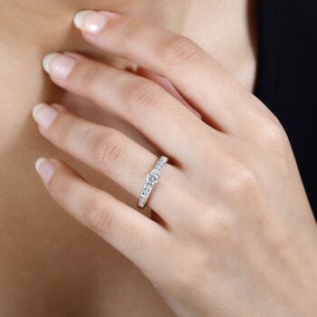 Moissanit Ring, 925 Silber rhodiniert - 0,52 ct.