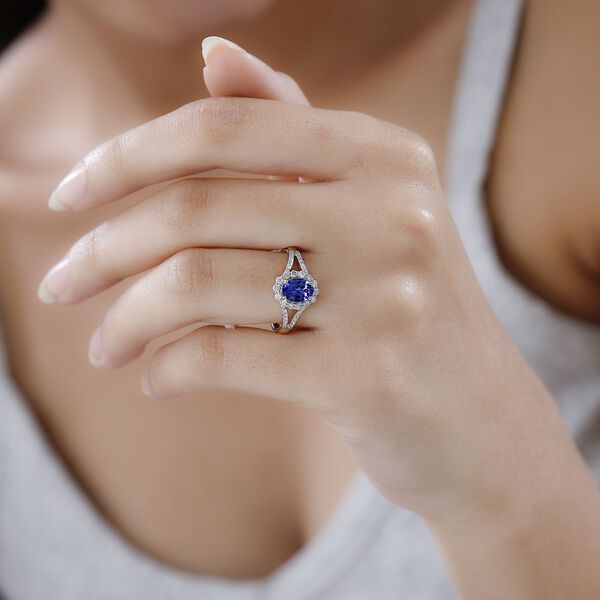 AAA Tansanit und Diamant Ring in 585 Gelbgold - 1,44 ct. image number 3