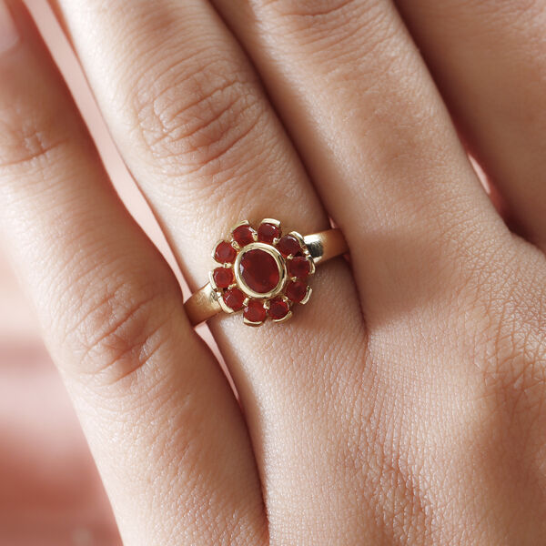 Mexikanischer Kirschfeuer-Opal Ring 925 Silber vergoldet  ca. 0,67 ct image number 3