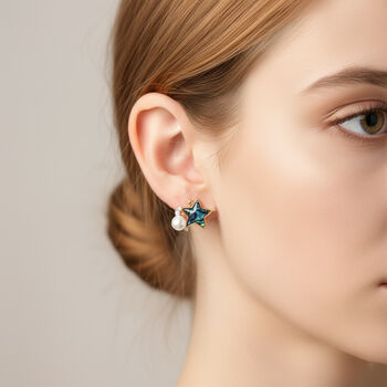 Abalone Muschel, Wei&szlig;e S&uuml;&szlig;wasser Ohrringe Nickelfreies Messing, Goldfarben