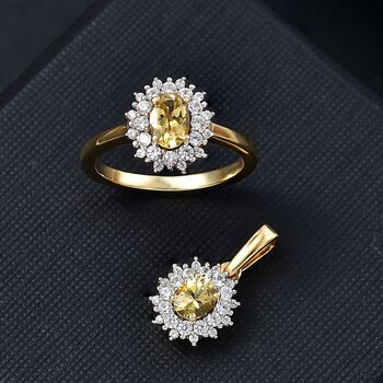 AA Nat&uuml;rliches goldenes Tansanit und Zirkon Schmuckset - 1,67 ct.
