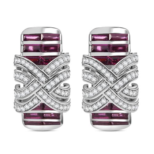 GP Art Deco Kollektion -  Rhodolith Granat, Kanchanaburi Blauer Saphir Ohrringe 925 Silber rhodiniert ca. 4.93 ct image number 0