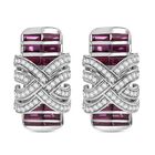 GP Art Deco Kollektion - Rhodolith Granat, Kanchanaburi Blauer Saphir Ohrringe 925 Silber rhodiniert ca. 4.93 ct