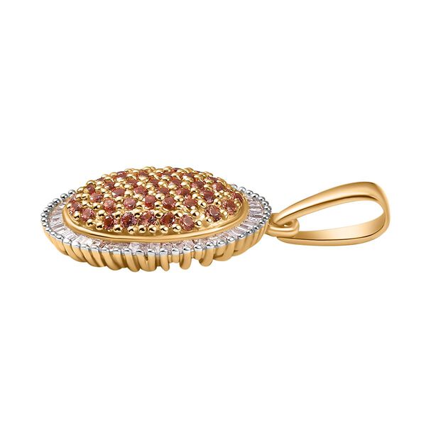 AAA Padparadscha Saphir und Diamant Anhänger - 1,08 ct. image number 3