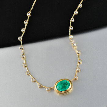 EVER TRUE Smaragd-Quarz Triplette, Wei&szlig;er Topas Halskette ca. 50 cm Nickelfreies Messing ca. 13,76 ct.