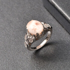 D'Joy AA Natrolith, Regenbogen Mondstein Ring 925 Silber rhodiniert (Größe 16.00) ca. 5,58 ct