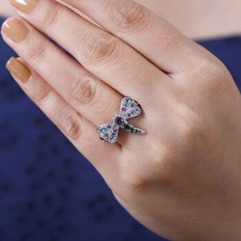 GP Trifono Kollektion- AA afrikanischer Amethyst, Schweizer Blautopas, Rhodolith Granat, Chromdiopsid, Zirkon und blauer Saphir-Ring - 0,99 ct.