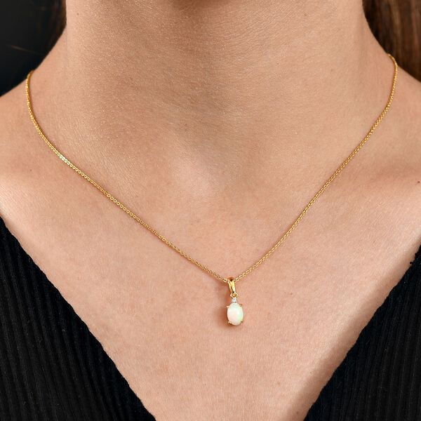 LUXURIANT DIAMOND- AA &auml;thiopischer Welo Opal und Labor Diamant Ring und Anh&auml;nger image number 3