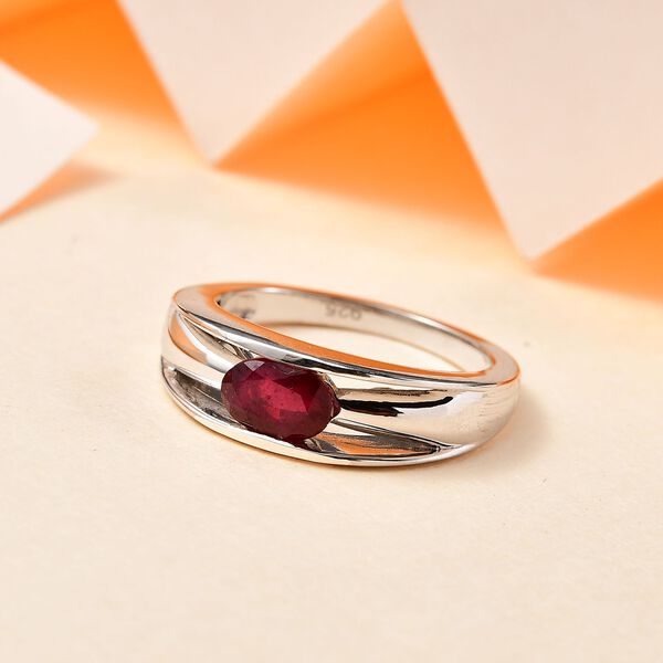 Afrikanischer Rubin (Fissure gef&uuml;llt) Ring 925 Silber platiniert (Gr&ouml;&szlig;e 19.00) ca. 1,18 ct image number 2