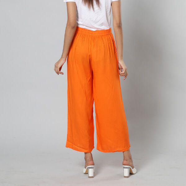 Einfarbige Palazzo Hose, Gr&ouml;&szlig;e L/XL, Gelb image number 5