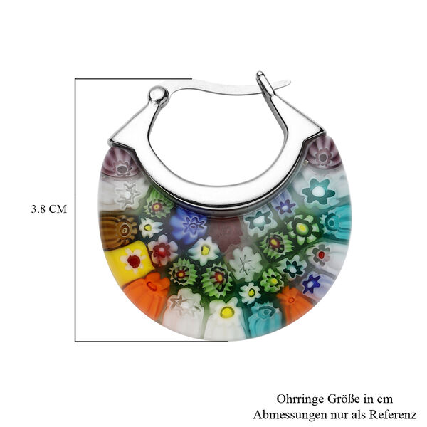 Murano-Stil Glas, mehrfarbige Glas-Ohrringe, Edelstahl image number 3