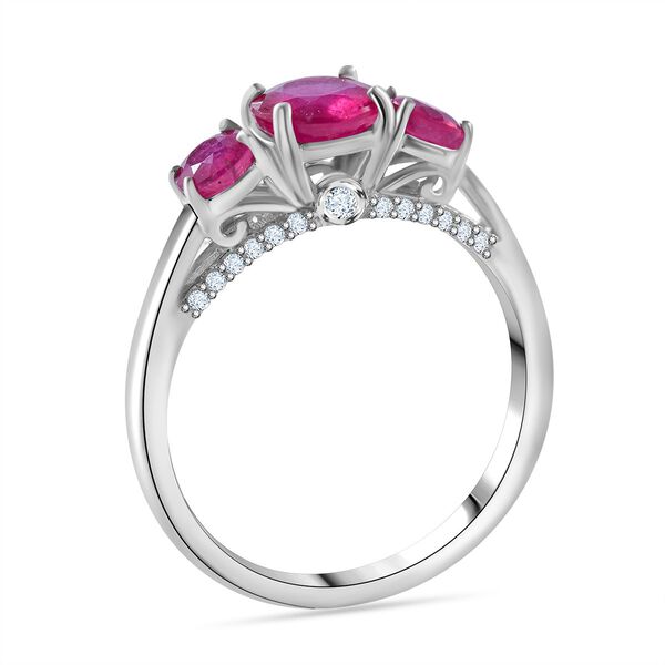 AA Afrikanischer Rubin (Fissure gefüllt) Ring, 925 Silber rhodiniert (Größe 18.00) ca. 2.15 ct image number 2