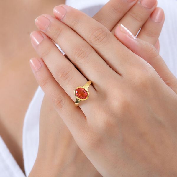 Padparadscha Quarz Triplette Ring 925 Silber 750 Gelbgold Vermeil (Gr&ouml;&szlig;e 17.00) ca. 2,02 ct image number 3