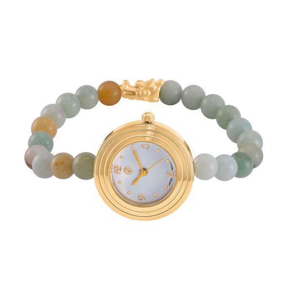 Mehrfarbiger Amazonit Uhren Reiner Edelstahl Bicolor flexibel ca. 50,00 ct. image number 3