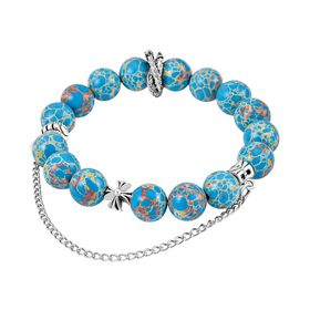 Imperial Jaspis Armband ca. Flexibles cm Legierung Antik-silber-Plattierung ca. 150.00 ct