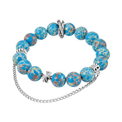 Imperial Jaspis Armband ca. Flexibles cm Legierung Antik-silber-Plattierung ca. 150.00 ct