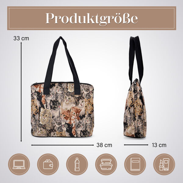 Vielseitige Tragetasche mit Kätzchen-Muster, 38x13x33cm image number 5