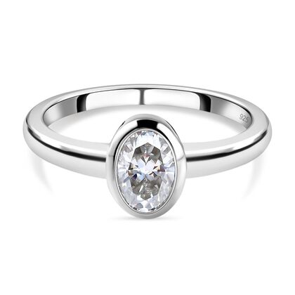 88 Facetten Moissanit-Ring, 925 Silber platiniert (Größe 21.00) ca. 0,87 ct