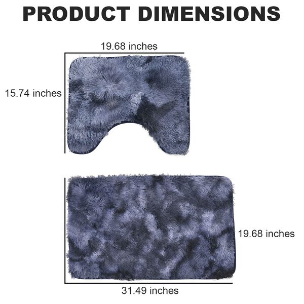 2er Set - Verlauf-Plüsch-Matten mit Anti-Rutsch-Rückseite, Dunkelgrau image number 3