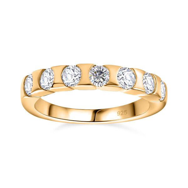 Moissanit Ring 925 Silber Gelbgold Vermeil (Gr&ouml;&szlig;e 19.00) ca. 0,74 ct image number 5