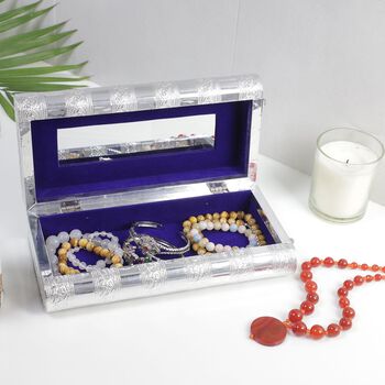 Handgefertigtes Teakholz & Aluminium-Schmuckk&auml;stchen, Mehrfarbig