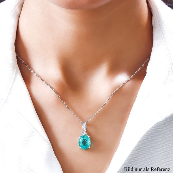 Smaragd-Triplett-Quarz und Zirkon-Anh&auml;nger in Silber, 5,66 ct. image number 2