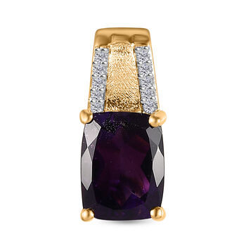 AAA Marokkanischer Amethyst, Wei&szlig;er Zirkon Anh&auml;nger, 925 Silber Gelbgold Vermeil, ca. 2.42 ct