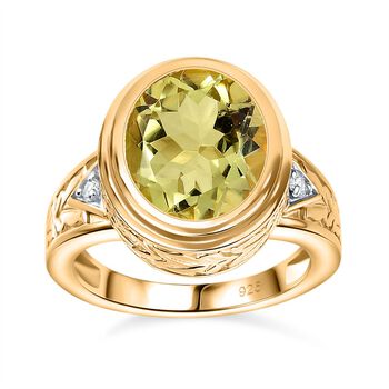AAA Ouro Verde Quarz und Zirkon Ring, ca. 4,48 ct.