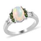 Natürlicher Äthiopischer Opal und Mehrfarbige Edelstein Ring 925 Silber Platin-Überzug image number 3