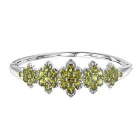 D'joy Natürlicher Peridot Armreif ca. 19 cm 925 Silber rhodiniert ca. 13,28 ct.