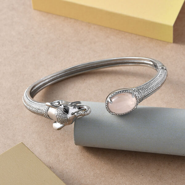 Rosenquarz-Armreif, ca. 20 cm, Edelstahl ca. 6,20 ct image number 2