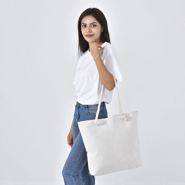 Jacquard gewebter Jute-Tasche mit Elefant Design, 42x34 cm, image number 3