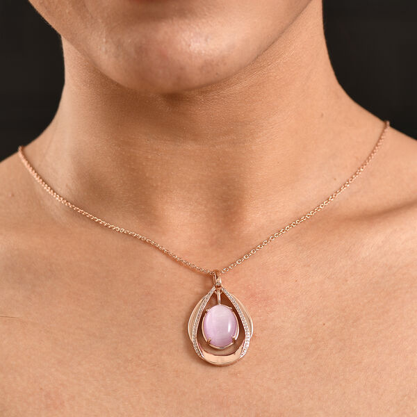 EverTrue Kunzit und Zirkon Anh&auml;nger mit 50cm Kette - 11,78 ct. image number 2