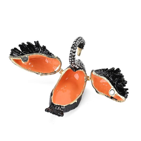 " Swan shape Trinket Storage Box - black Material: Alloy + diamond size: 7*4.5*6cm  " image number 6