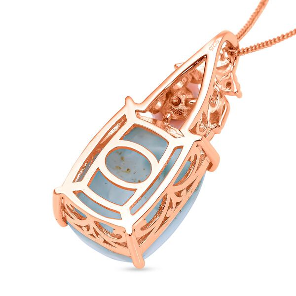 Jardin Kollektion - Larimar und rosa Perlmutt-Anhänger mit Kette, 925 Silber rosévergoldet ca. 10,39 ct image number 5