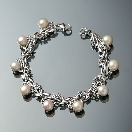 Süßwasser Perle (7.5-8 mm) Armband ca. 19 cm Messing image number 1
