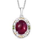 AAA Afrikanischer Rubin (Fissure gefüllt), Natürlicher Chromdiopsid Schmuckset 925 Silber rhodiniert ca. 6.02 ct