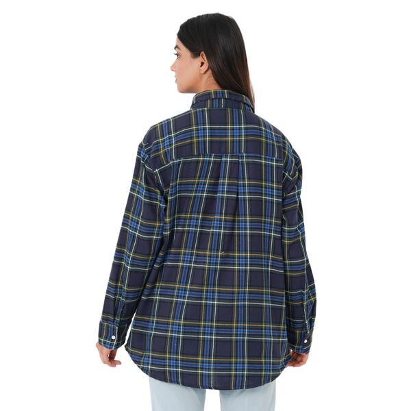 TAMSY - Damen, gewebte Hemdbluse, Gr&ouml;&szlig;e 38, Blau und Schwarz image number 1